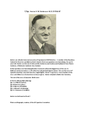 A preview of a PDF biography for Anderson, Hector Hugh Watson